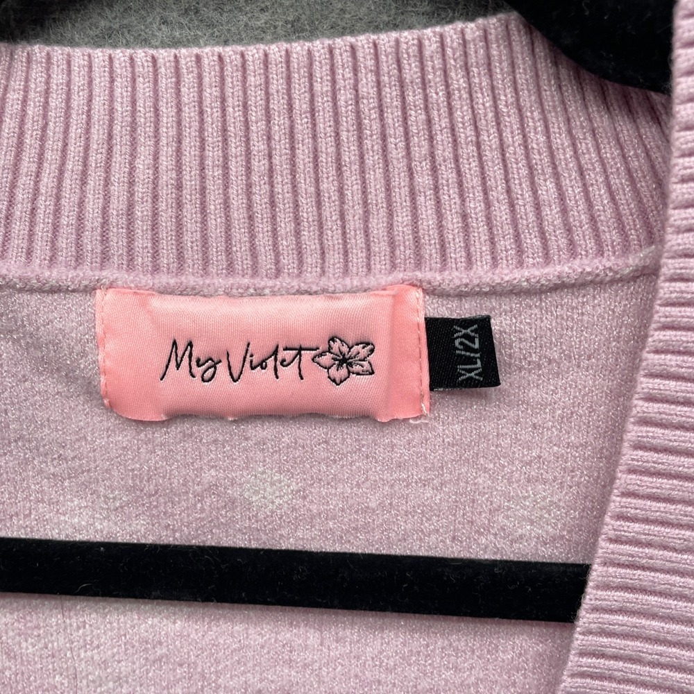 My Violet Teddy Bear Sweater Vest Womens XL/2X Pink Snowflake Presents Button - Picture 5 of 9